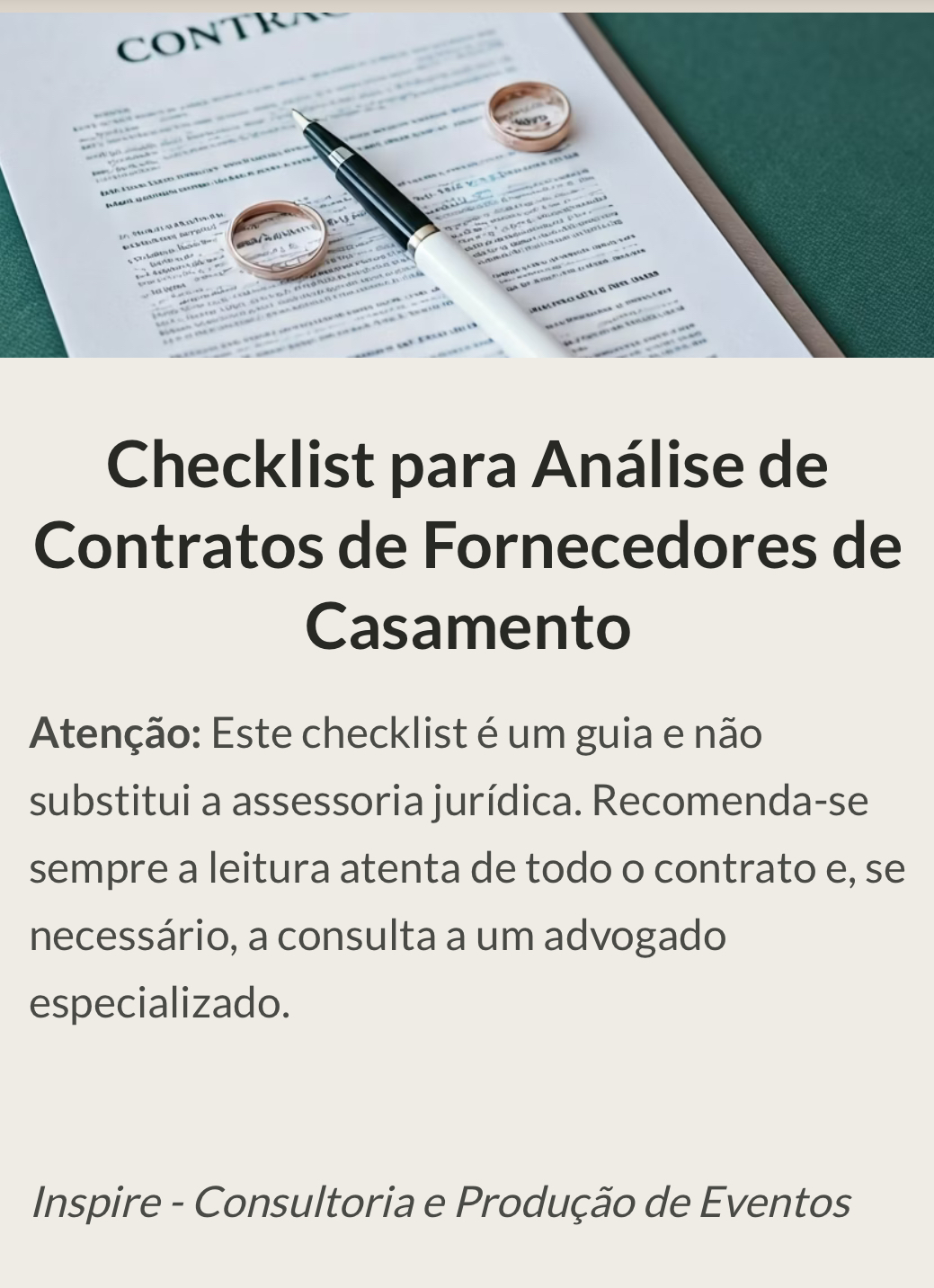 Manual de Contratos Inspire de Casamento